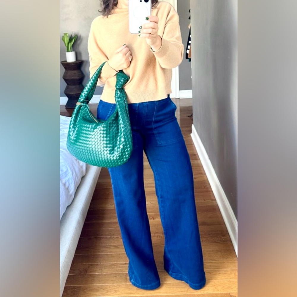 Melie Bianco Green Woven Shoulder Bag
